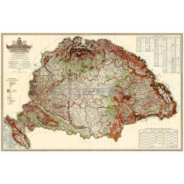 Magyarország erdészeti térképe keretezett, tűzhető