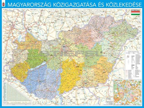 Magyarország közigazgatása fémkeretes, mágneses prémium térkép