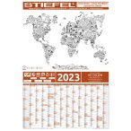   Éves tervezőnaptár Föld rajzos térképével poszter 2023