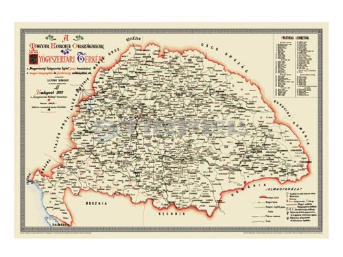 A Magyar Korona Országainak gyógyszertári térképe, fémléces