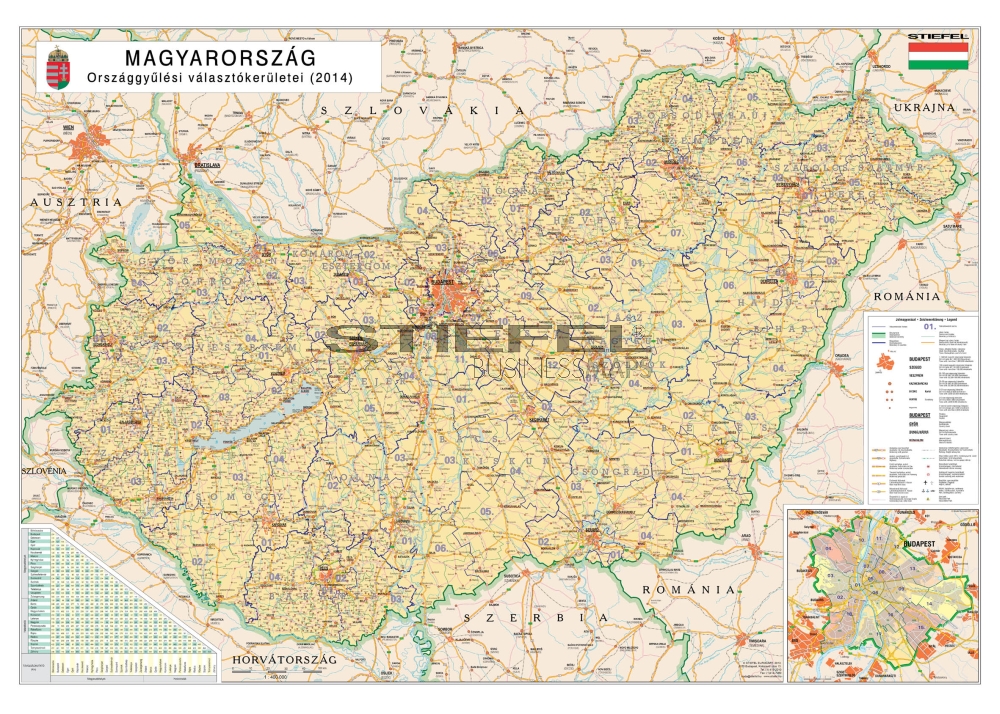 Magyarország választókerületi térképe - standard Magyarország választókerületi térképe - standard