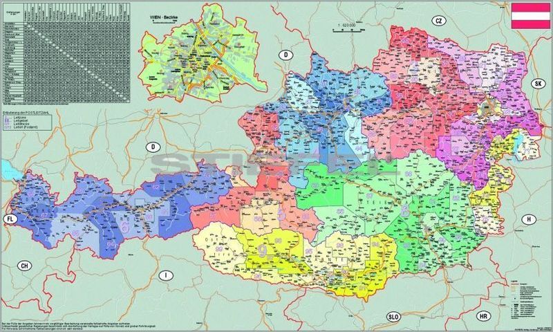 ausztria irányítószámos térkép onlinePénztárca Ausztria irányítószámos térképe, mágnesezhető 