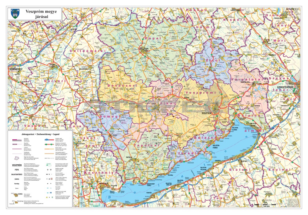 veszprém megye térkép Veszprém megye térképe, tûzhető, keretes veszprém megye térkép