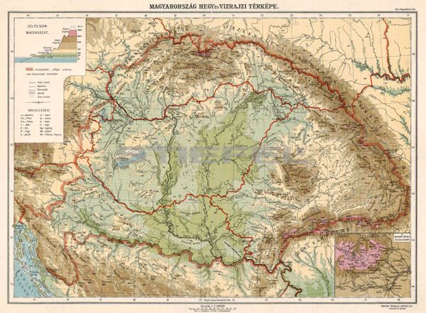 vízrajzi térkép Magyarország hegy  és vízrajzi térképe fakeretben vízrajzi térkép