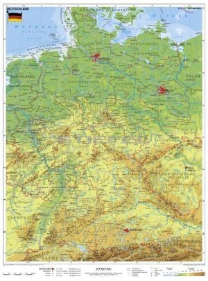 német domborzati térkép Németország, domborzati + vaktérkép DUO (német nyelvû) német domborzati térkép
