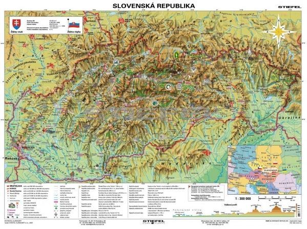 szlovákia térkép Szlovákia, domborzati + Szlovákia története DUO (szlovák nyelvű  szlovákia térkép
