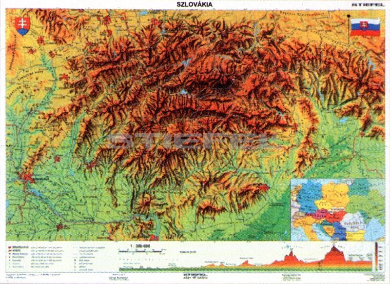 szlovákia domborzati térkép Szlovákia, domborzati + vaktérkép DUO szlovákia domborzati térkép