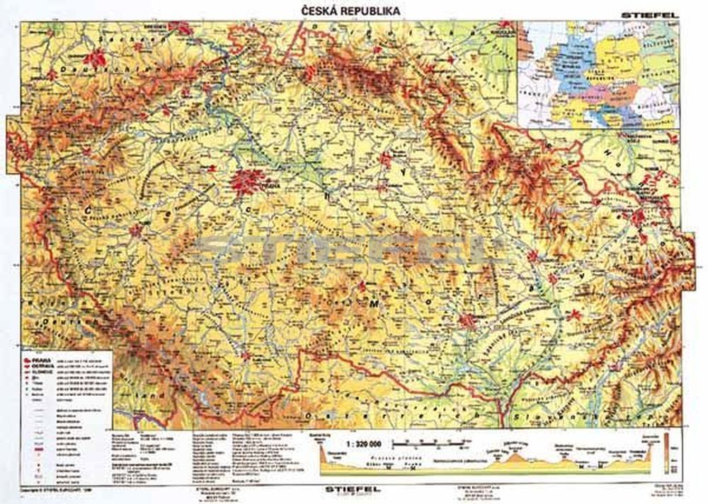 csehország domborzati térkép Csehország domborzati térképe, tûzhető, keretes csehország domborzati térkép