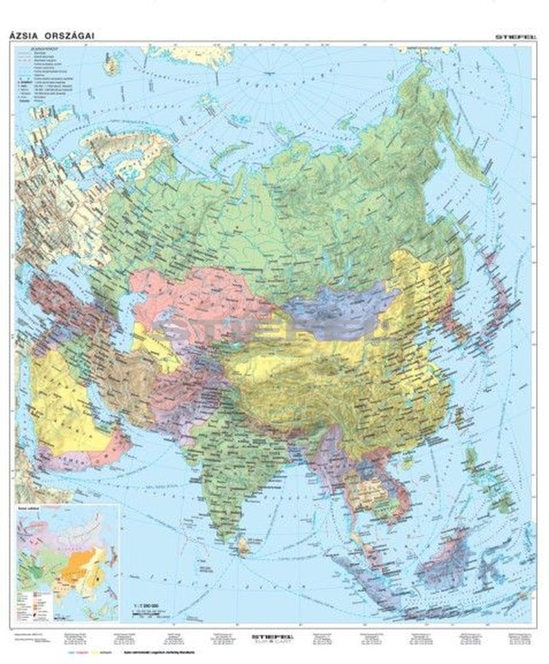 ázsia térkép domborzati Ázsia, domborzati + politikai kétoldalas óriás térkép poszter ázsia térkép domborzati