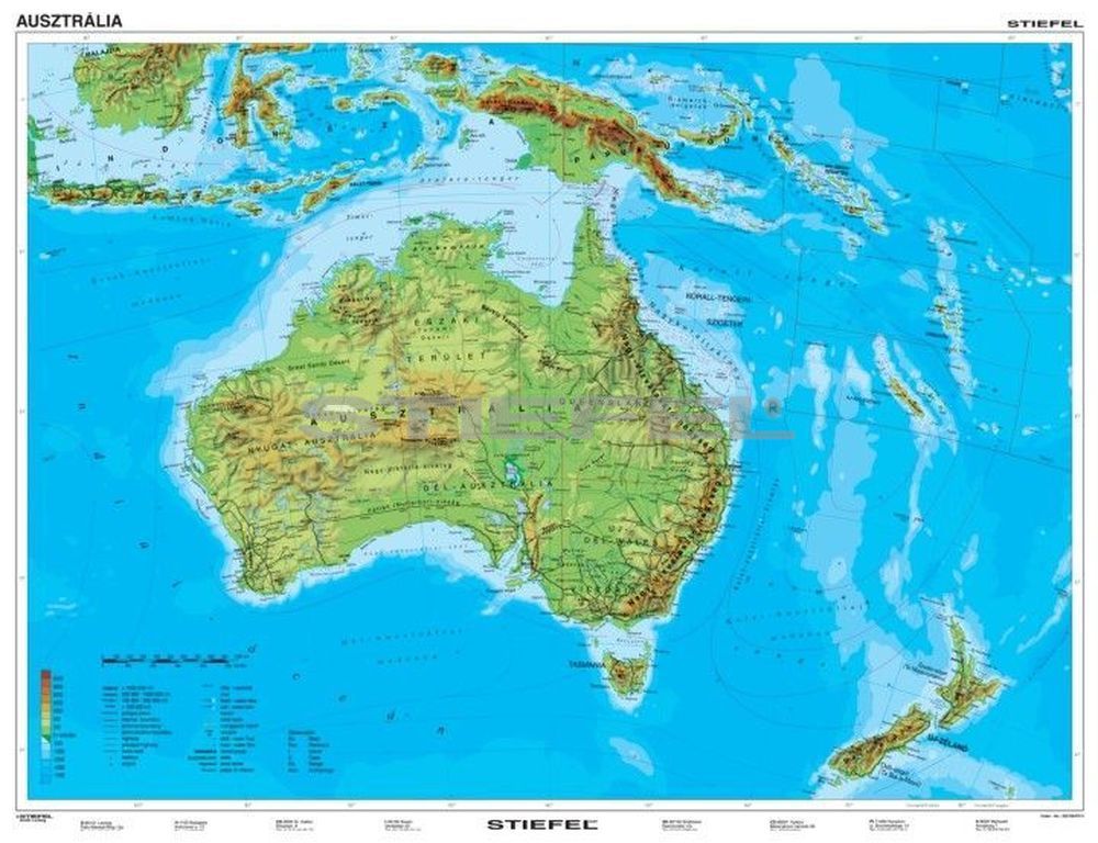 ausztrália domborzati térkép Ausztrália és Óceánia domborzata + vaktérkép DUO ausztrália domborzati térkép