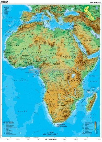 afrika térkép Afrika, domborzati térkép   Mindentudás Boltja afrika térkép
