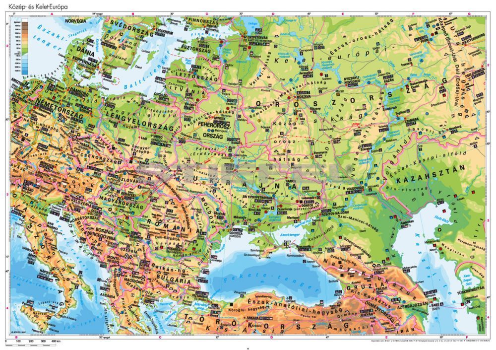 közép európa domborzati térkép Közép  és Kelet Európa domborzata közép európa domborzati térkép