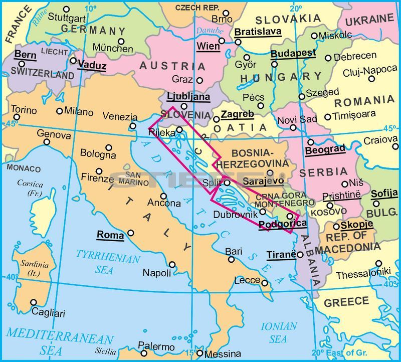 földrajzi térkép Dalmácia, Isztria általános földrajzi térkép földrajzi térkép